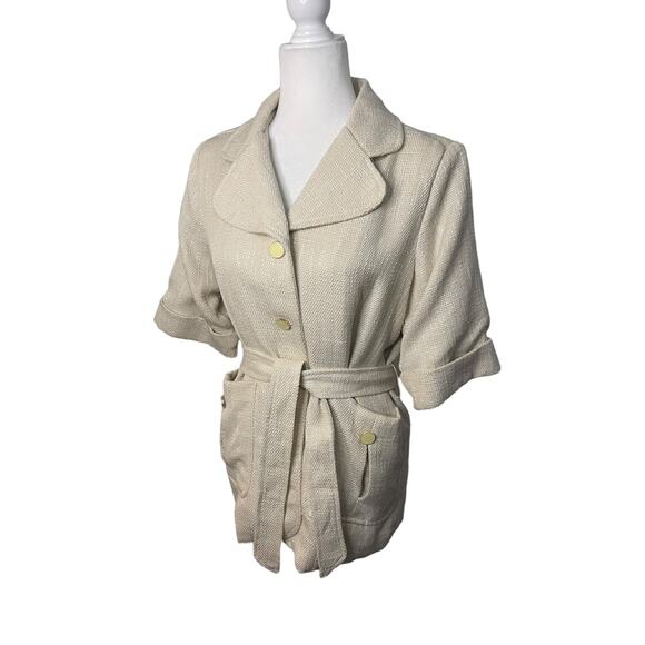 NWT Anthropologie Bishop + Young belted Ivory tweed jacket - Medium - Picture 10 of 11